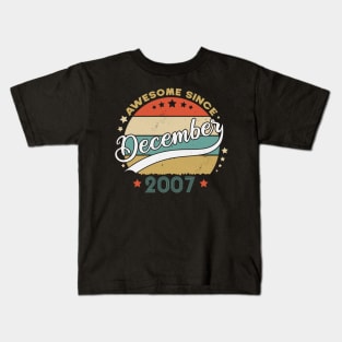 Awesome Since December 2007 Birthday Retro Sunset Vintage Funny Gift For Birthday Kids T-Shirt